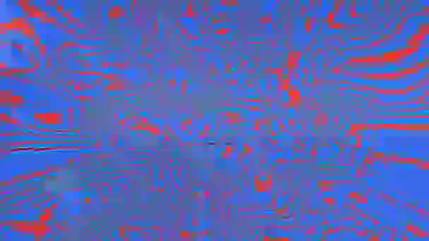 ブルーとオレンジ色のネオン輝く歪んだ抽象的な未来的な背景 幾何学的抽象化 — ストック動画