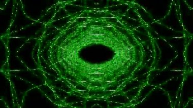 Geometrik Psikedelik Fütürist Işık Gezisi. Kusursuz bir arka plan. İnternet için sihirli tünel videosu, TV şovu.
