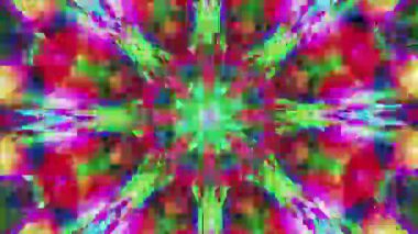 Renkli geometrik bilimkurgu moda kaleydoskopu. Hipnotik modern yaratıcı tünel.