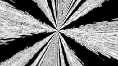 Siyah ve beyaz psikedelik sonsuzluğa yolculuk, hızlı hareket eden çizgiler, yaratıcı arkaplan için ekran taklidi.