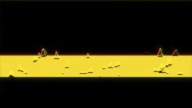 Soyut dijital sanat, 3 boyutlu geometrik modern şekiller, 80 'lerin ürün sunumu veya yaratıcı arka plan siber punk dünyası konsepti.