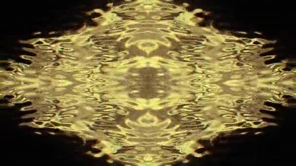 Floating Golden Colored Psychedelic Abstraction Dynamic Kaleidoscope Creative Projects Black — Vídeos de Stock