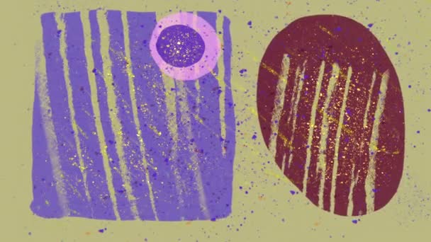 Abstrakte Kreative Minimalistische Textur Geschwungene Linie Kreise Oval Rechteck Farbtupfer — Stockvideo