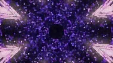 Dinamik dijital tasarım geometrik çizgiler modern yapı neon perspektif tünel, teknoloji konsepti, gelecekçi çokgen tünel fraktal element arka planı.