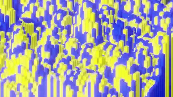 Multiple Yellow Blue Blocks Cubes Clusters Glowing Background Data Blocks — 图库视频影像