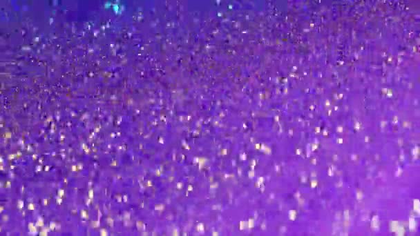Glittering Holographic Purple Blue Wavy Texture Shiny Golden Sparkling Particles — Wideo stockowe