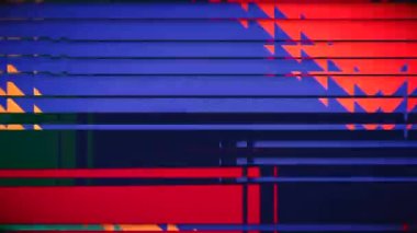 Dynamic geometric composition with colorful lines and squares. Ideal for futuristic tech presentations. 