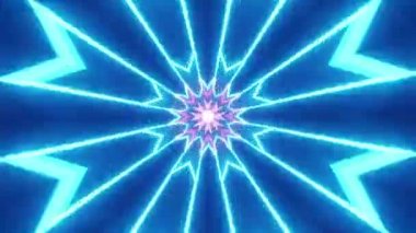 Vibrant geometric kaleidoscope visual with neon colors, ideal for event branding and promotional content. 