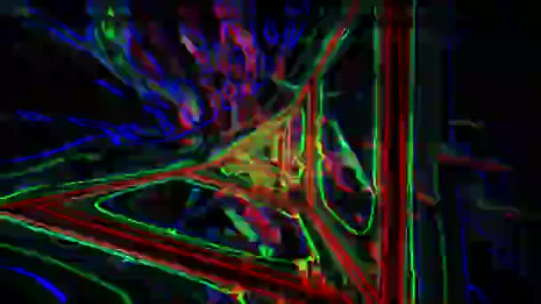 Psychedelic Tunnel Abstract Background Flickering Vhs Effects Distorted Pixelated Elements — Vídeo de stock