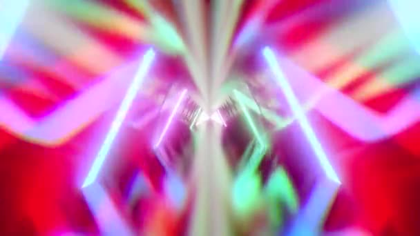 Hipnotizante Neon Túnel Psicodélico Esfregar Animação Dividida Com Formas Geométricas — Vídeo de Stock