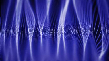 Üç boyutlu soyut geometrik dalgalı sıvı arkaplan, modern dijital sanat, yüzen dinamik şekil. Moda hareketi grafiği.