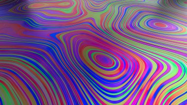 Abstract horizontal background with colorful holographic waves. Trendy wallpaper in style retro 60s, 70s. Best choice for your needs.