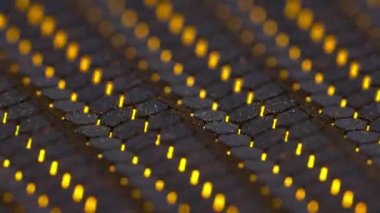 Abstract geometrical background with hexagons and golden bokeh. Looped animation. ProRes file. 