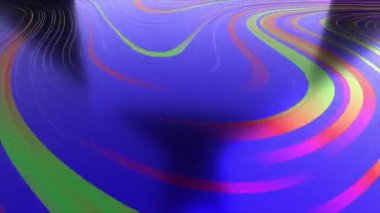 Magical wavy foil surface, multi-colored light transformations holographic background. Surrealistic effect. Seamless footage. 