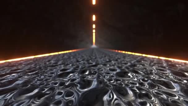 Fantasy Cave Metal Porous Texture Neon Lights Alien Travel Spaceship — Video Stock