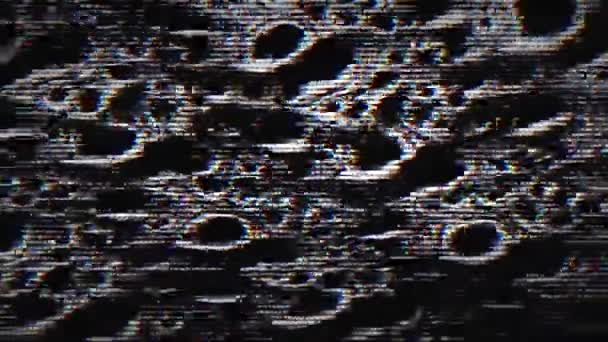コンピュータで生成された穴 グリッチ ピクセル化されたラインを持つ未来的なモノクロ抽象ビデオ — ストック動画