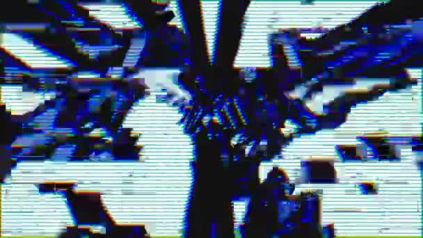 Розбитий Екран Комп Ютера Візуально Глянцевими Пікселями Викривленими Формами Ідеально — стокове відео