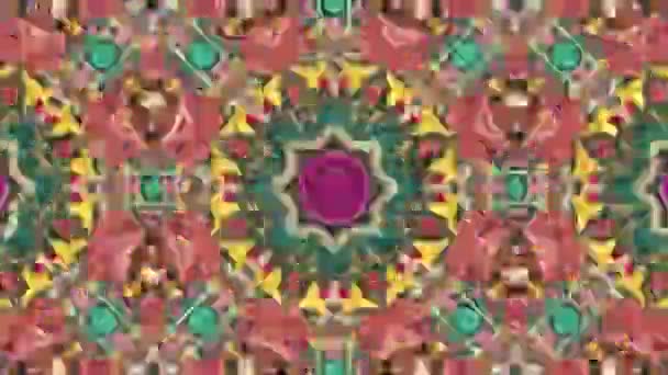 Futuristische Nahtlose Fraktale Kaleidoskop Mandala Leuchtende Animation Für Oder Web — Stockvideo