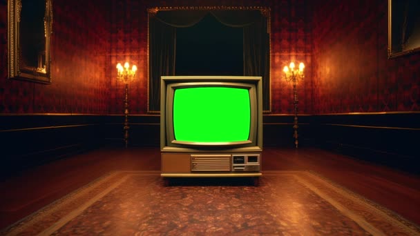 Televisore Retrò Anni Televisione Vintage Con Difetti Rumore Interferenze Schermo — Video Stock