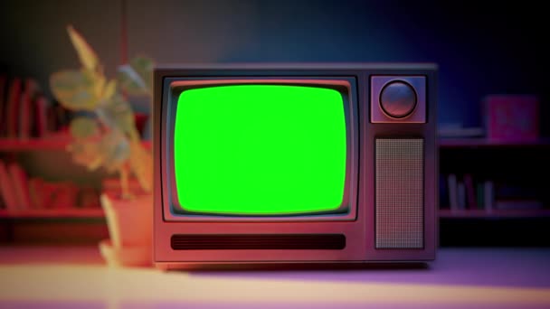 Retro Fernseher Der 1990Er Jahre Vintage Fernseher Mit Pannen Rauschen — Stockvideo
