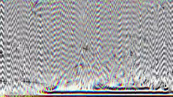 Suara Layar Monokrom Abstrak Dengan Artefak Analog Dan Berkedip Statik — Stok Video