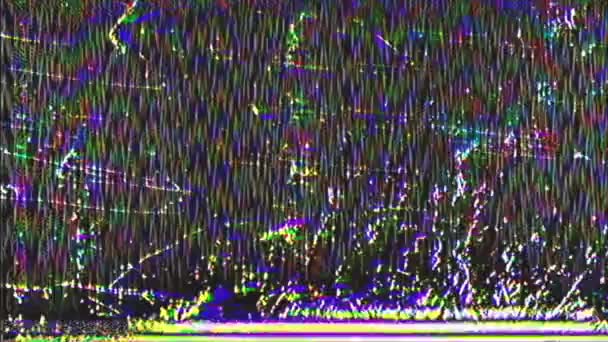 Grunge Screen Kleurrijke Textuur Met Gebroken Display Slecht Signaal — Stockvideo