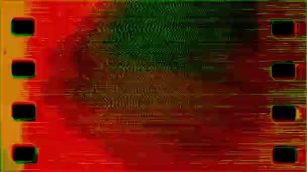 Глючный Эффект Фильмстрипа Screen Video Retro Grunge Bad Signal Высококачественные — стоковое видео