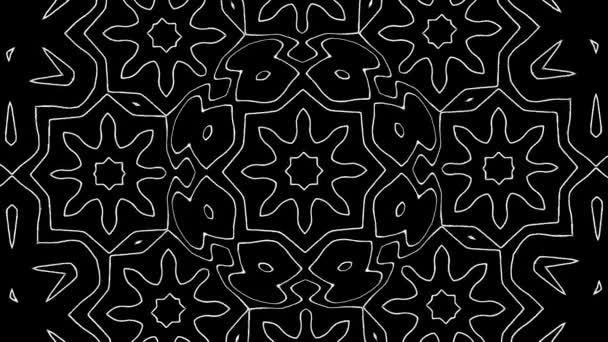 Siyah Bir Zemin Üzerinde Simetrik Geometrik Şekillere Sahip Tek Renkli — Stok video