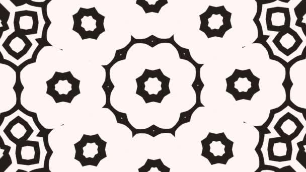 Černobílý Květinový Geometrický Vzor Opakujícím Motivem Který Vytváří Klasický Elegantní — Stock video