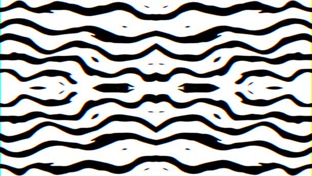 Black White Distorted Wavy Lines Creating Horizontal Stripe Pattern Optical — Stock Video