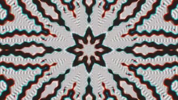 Абстрактный Радиальный Дизайн Черно Белом Цвете Центральной Формой Звезды Волнистыми — стоковое видео