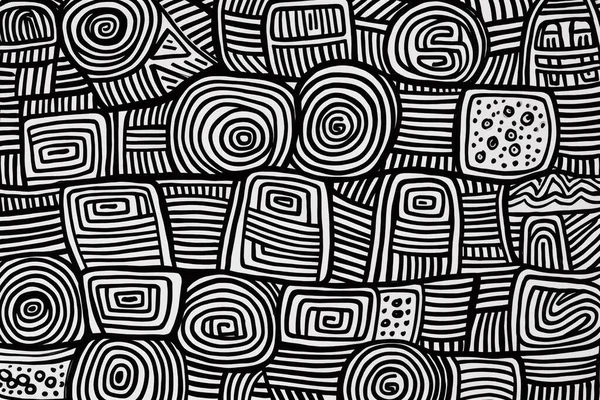 Abstract black and white doodle patterns with various geometric and organic shapes. High quality illustration.