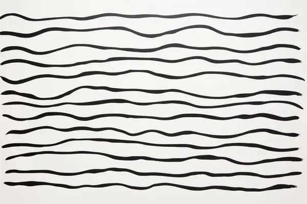 Простые Черные Волнистые Линии Белом Фоне Эстетикой Ручной Работы Высокое — стоковое фото