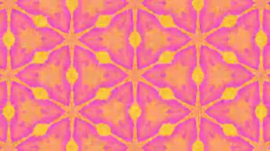 Canlı pembe bir zemin üzerinde canlı bir geometrik dansla canlandırılmış pembe ve altın sarısı bir kaleydoskopik desen. Yüksek kaliteli FullHD görüntüler