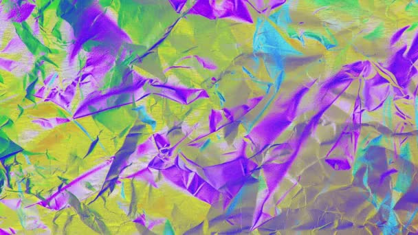 Abstract Holografisch Papier Met Zachte Gele Blauwe Violette Tinten Hoge — Stockvideo