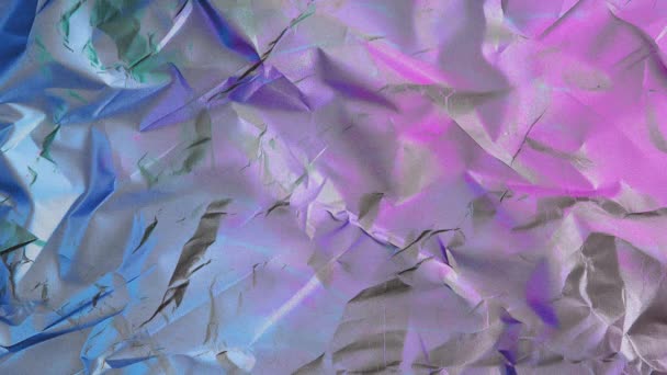 Shimmering Blue Crumpled Paper Texture Abstrakcyjne Holograficzne Tło Wysokiej Jakości — Wideo stockowe