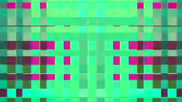 Modern Zöld Rózsaszín Digitális Mozaik Minta Egy Blokkos Geometriai Elrendezéssel — Stock videók