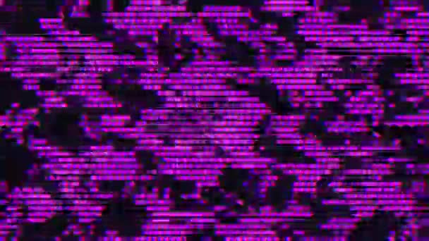 Modello Astratto Viola Nero Pixelato Con Effetto Glitch Digitale Filmati — Video Stock