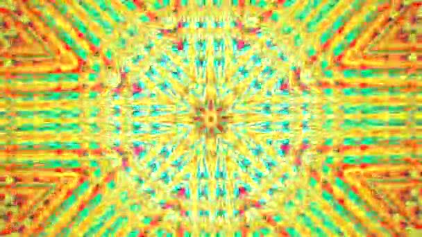 Strahlende Mandala Muster Mit Leuchtenden Farben Und Einem Sonnenähnlichen Zentralen — Stockvideo
