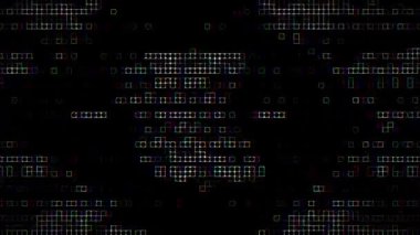 Siyah arka planda mavi kareler matrisi olan dijital arıza sanatı. Yüksek kalite 4k görüntü.