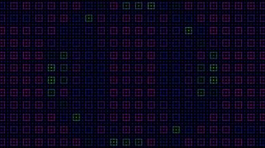 Siyah arka planda mavi kareler matrisi olan dijital arıza sanatı. Yüksek kalite 4k görüntü.