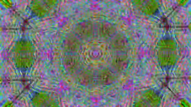 Karmaşık dairesel mandala arızası. Renkli, karmaşık pikseller var. Yüksek kaliteli FullHD görüntüler.