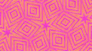 Yıldız patlaması etkisi olan soyut turuncu ve pembe geometrik desenli kaleydoskop. Yüksek kaliteli FullHD görüntüler.