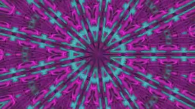 Neon şekilli ve simetrik şekilli, kaleydoskop desenli soyut bir arka plan. Fütürist dijital sanat ve psikedelik görseller için mükemmel. Yüksek kaliteli FullHD görüntüler.