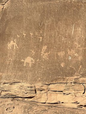 Arabistanlı Lawrence rock fresk, fresco, detay, baş, Jordan WADI RUM