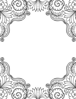 Davetiye, pankart ve düğün tasarımı için dekoratif siyah çerçeve şablonu