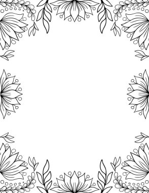 Erişkin Boşluğu Kopyalayan Çiçek Kenar Renklendirme Şablonu