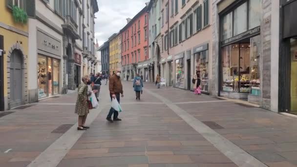 Bergamo Itálie Září 2022 Nákupní Ulice Bergamu — Stock video