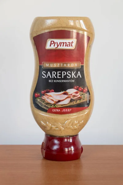 Pruszcz Gdanski Polen Juli 2022 Eine Flasche Prymat Sarepska Senf — Stockfoto