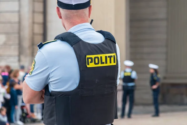 stock image Politi inscription on Danish police officer (Politi means Police in Danish language).